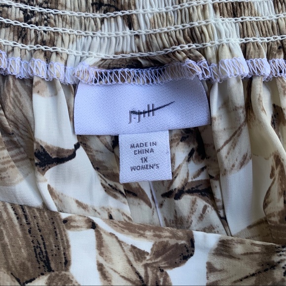 J JILL RUFFLED HI LOW HEM-BEIGE/CREAM FLORAL SKIRT - Picture 12 of 15